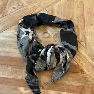 Létol Star Pattern Organic Cotton Scarf Black Gray‎ Ivory | Made in France